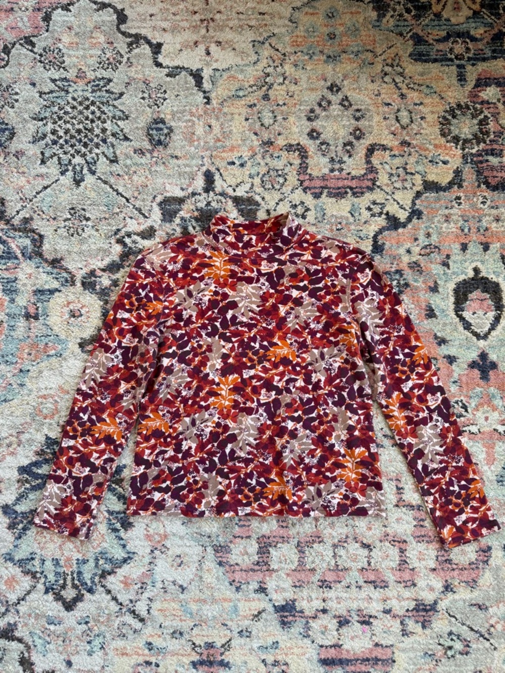 Leaf Print Turtleneck